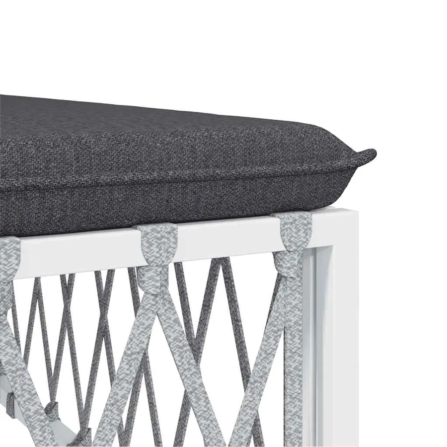Canapé central de jardin avec coussins blanc tissu tissé - 5