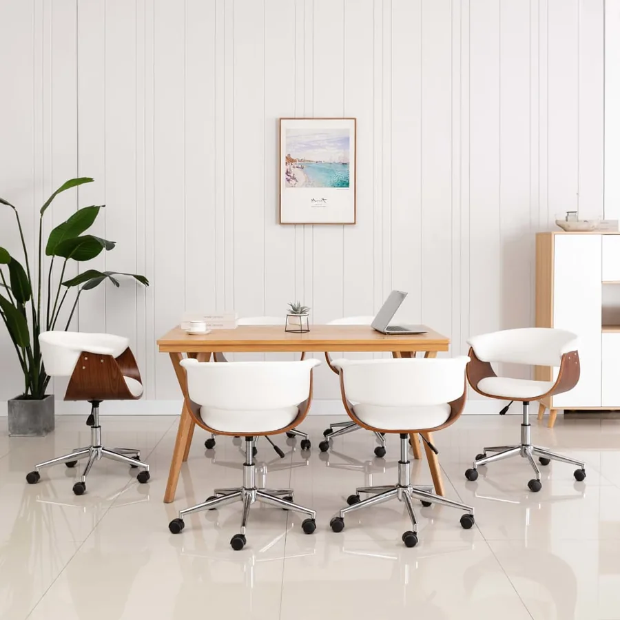Chaises pivotantes à manger lot de 6 blanc similicuir