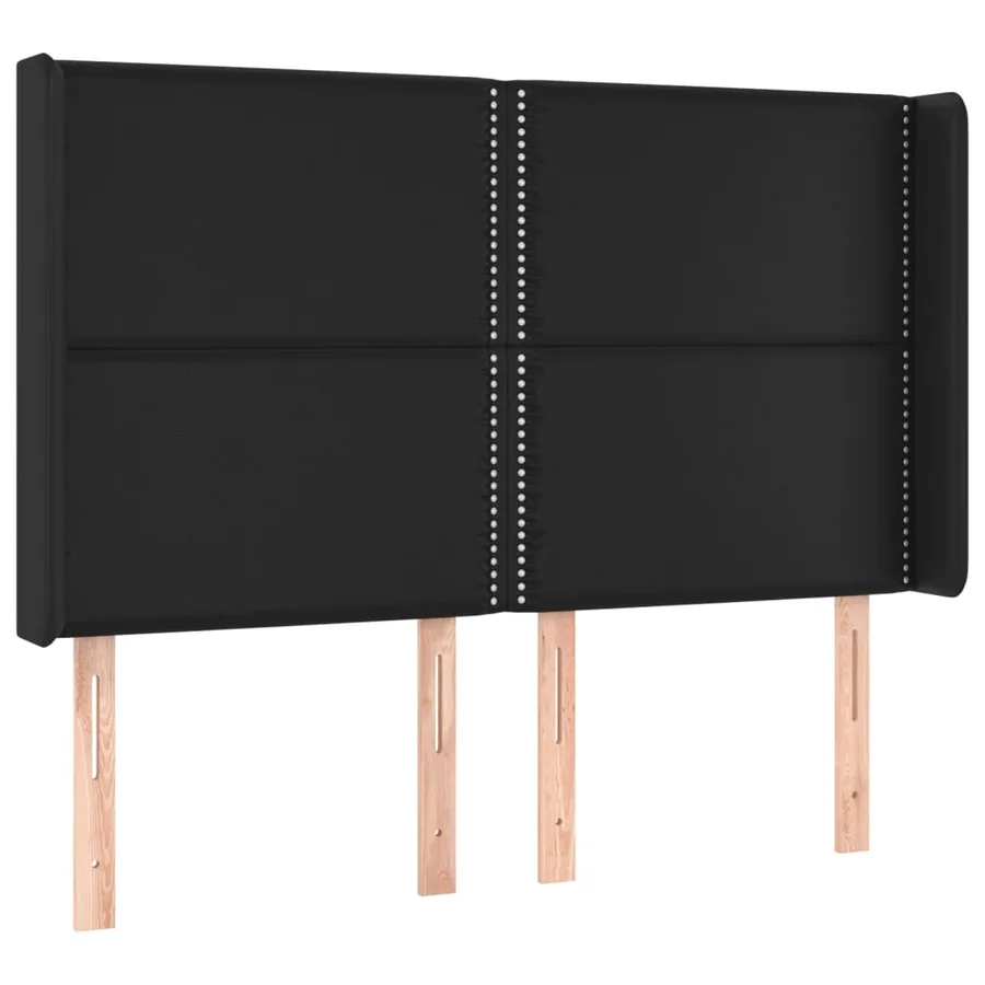 Tête de lit avec oreilles Noir 147x16x118/128 cm Similicuir - 2