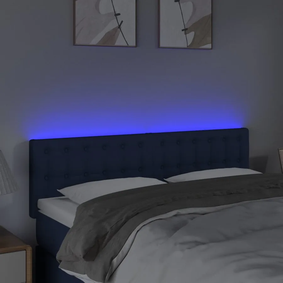 Tête de lit à LED Bleu 144x5x78/88 cm Tissu - 3