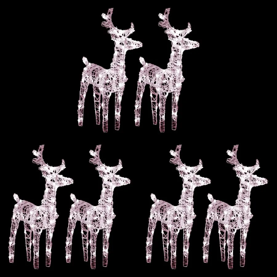 Rennes de Noël 6 pcs 240 LED Blanc chaud Acrylique