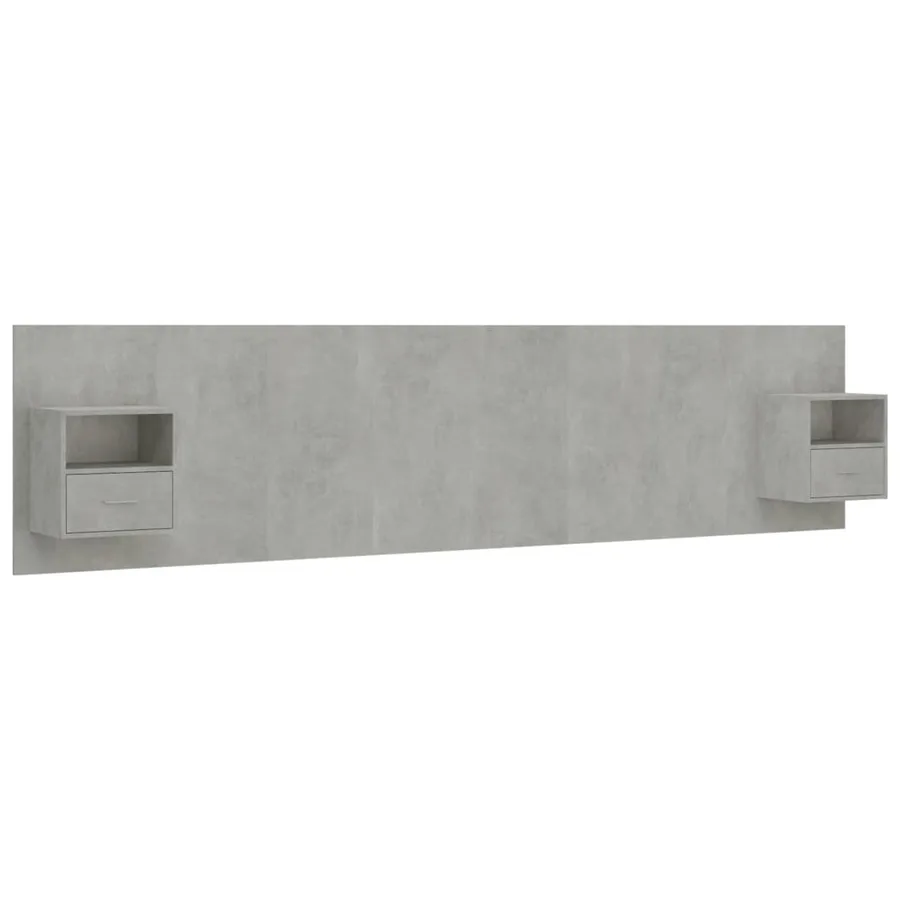 Tête de lit avec armoires Gris béton Bois d'ingénierie - 2