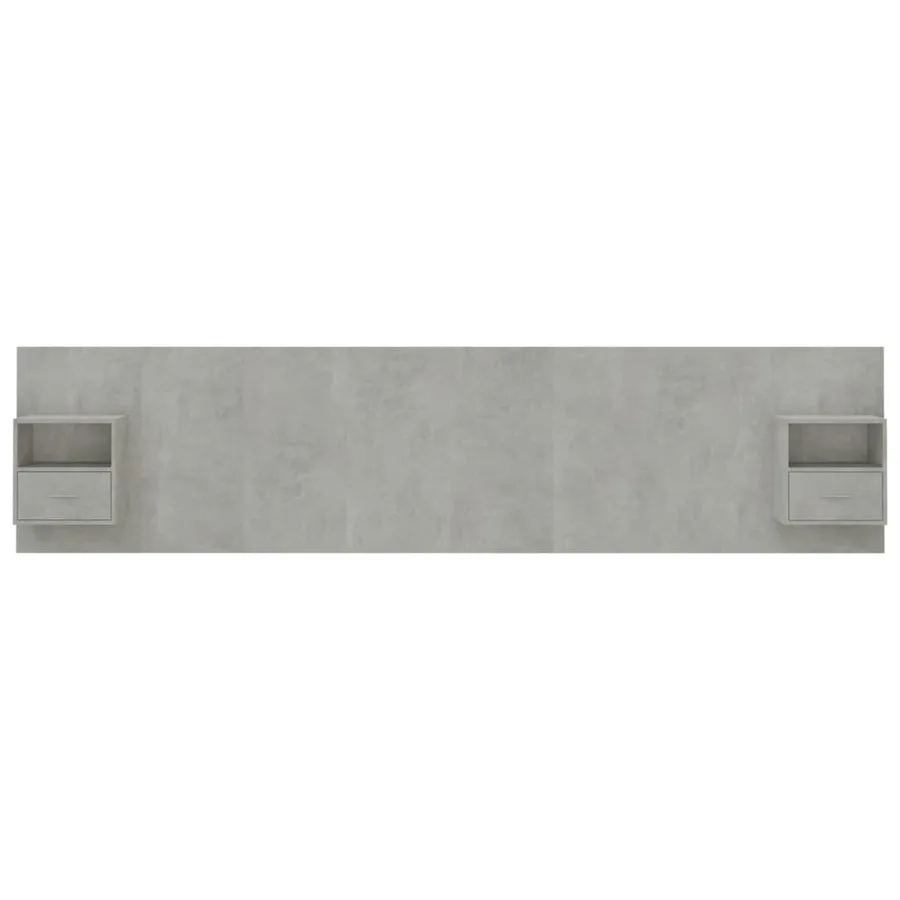 Tête de lit avec armoires Gris béton Bois d'ingénierie - 3