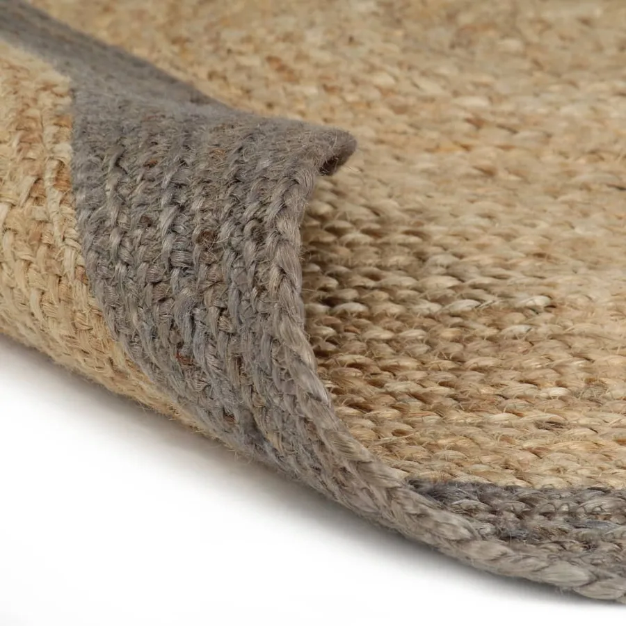 Tapis fait à la main Jute avec bord gris 120 cm - 2