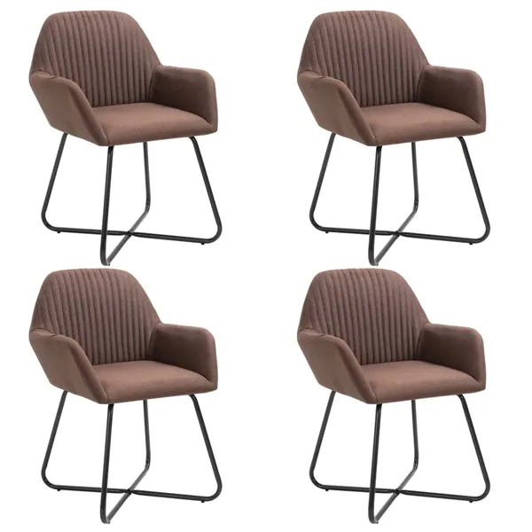 Chaises à manger lot de 4 marron tissu