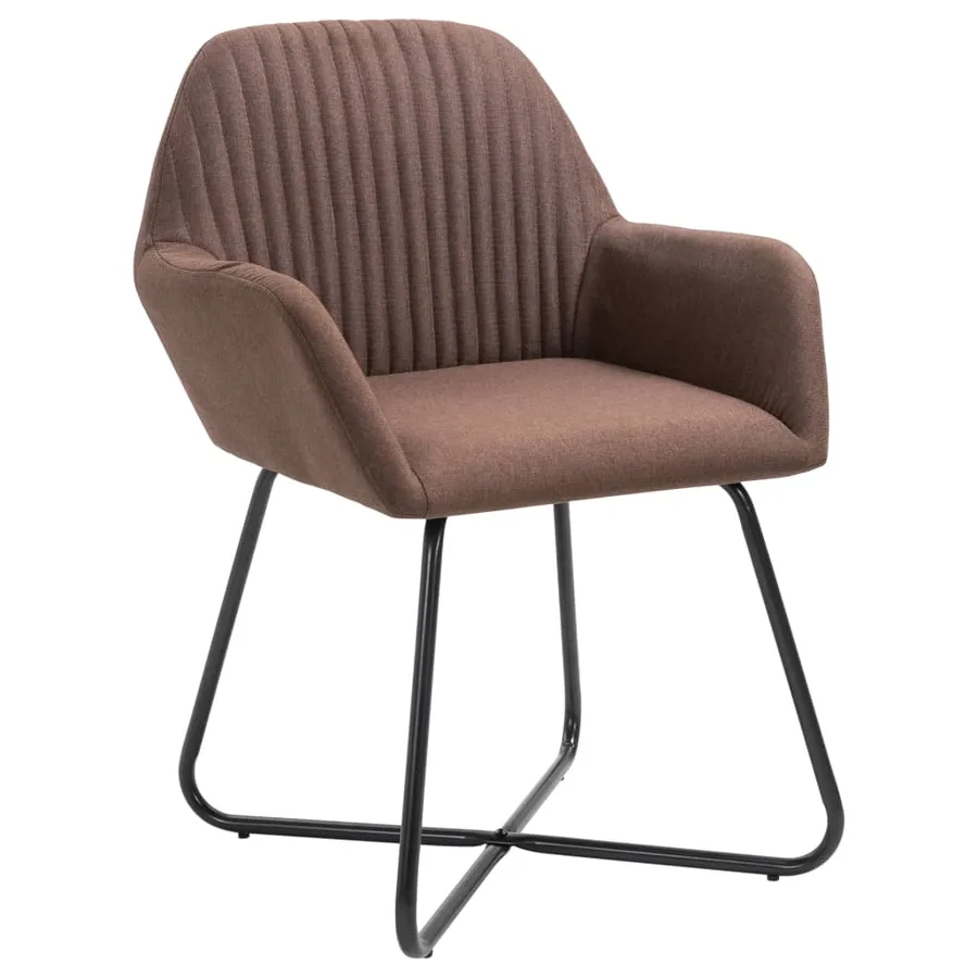 Chaises à manger lot de 4 marron tissu - 2