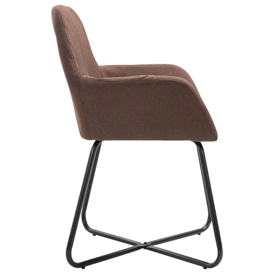 Chaises à manger lot de 4 marron tissu - 4