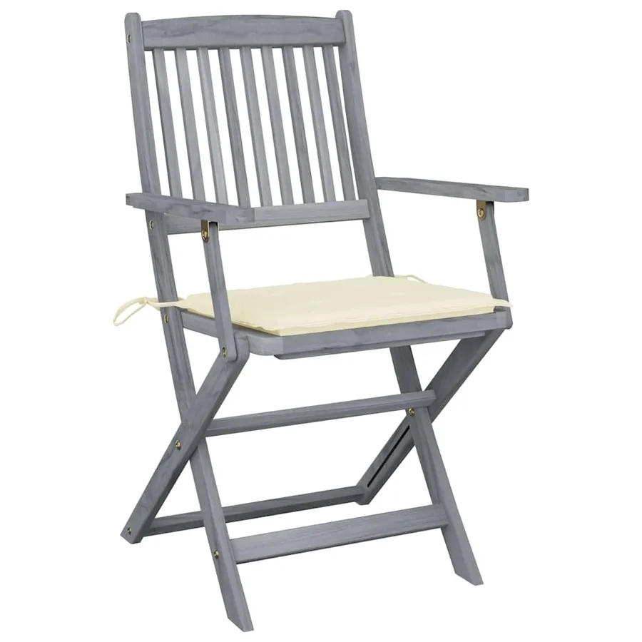 Chaises pliables d'extérieur lot de 4 et coussins Bois d'acacia - 3