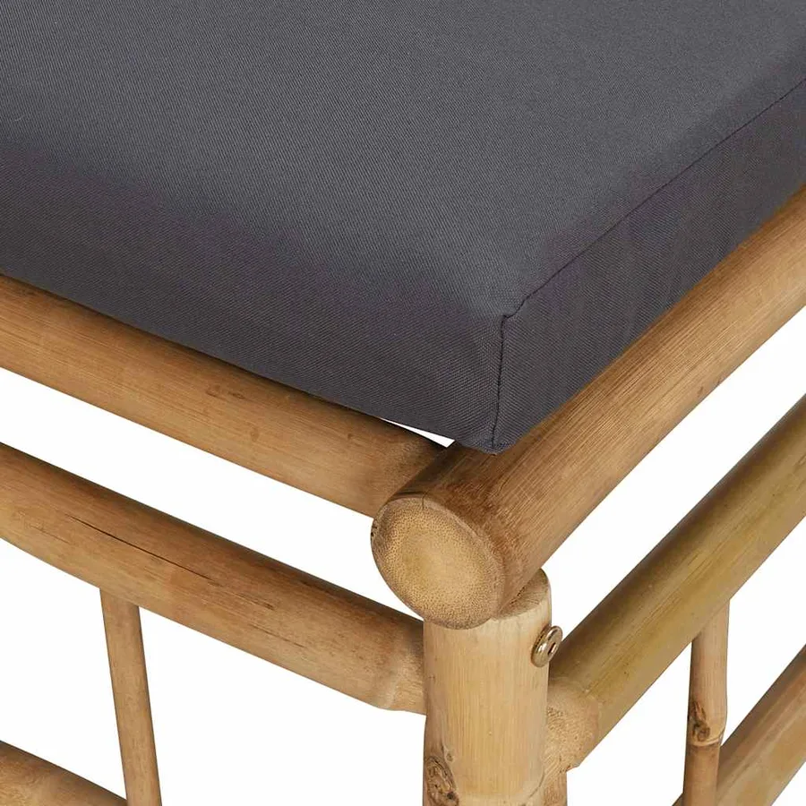 Repose-pieds de jardin avec coussin gris foncé bambou - 5