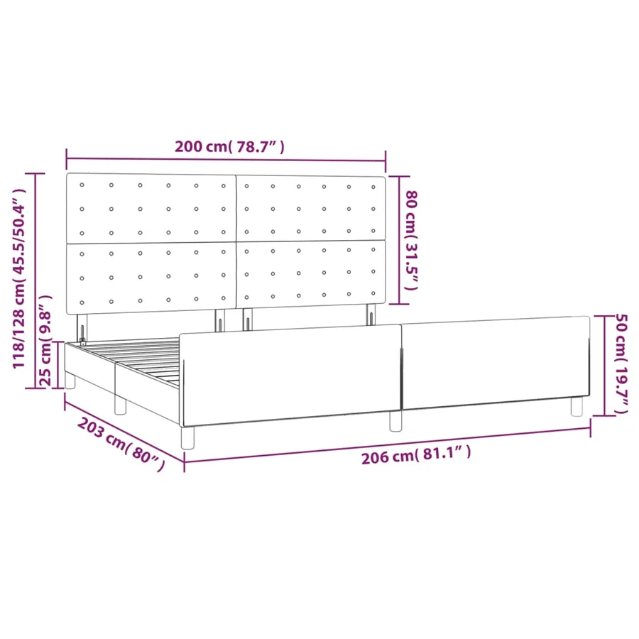 Cadre de lit sans matelas blanc 200x200 cm similicuir - 14