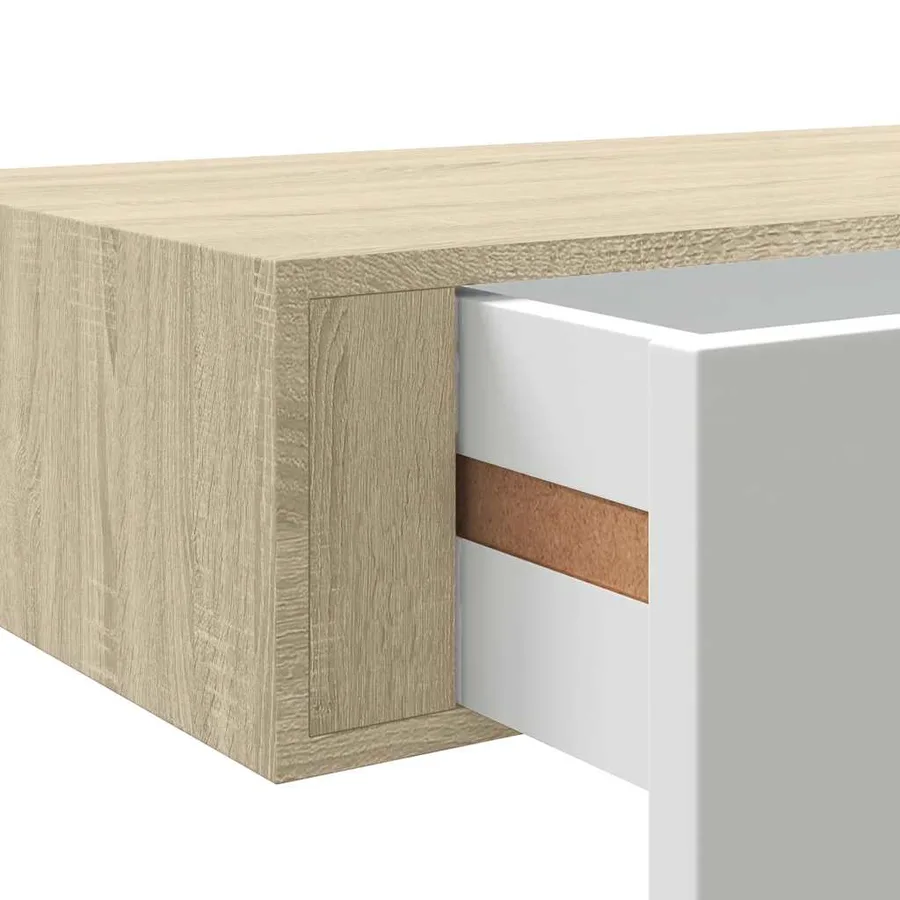 Étagères à tiroir murales 2 pcs Chêne et blanc 40x23,5x10cm MDF - 11