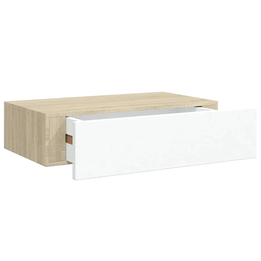Étagères à tiroir murales 2 pcs Chêne et blanc 40x23,5x10cm MDF - 5