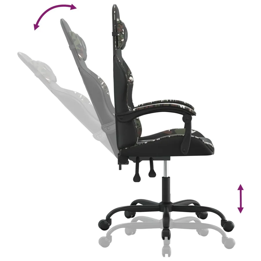 Chaise de jeu Noir et camouflage Similicuir - 6
