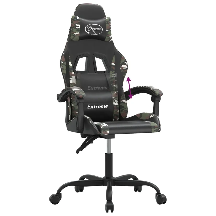 Chaise de jeu Noir et camouflage Similicuir - 7