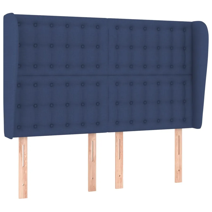 Tête de lit avec oreilles Bleu 147x23x118/128 cm Tissu - 2