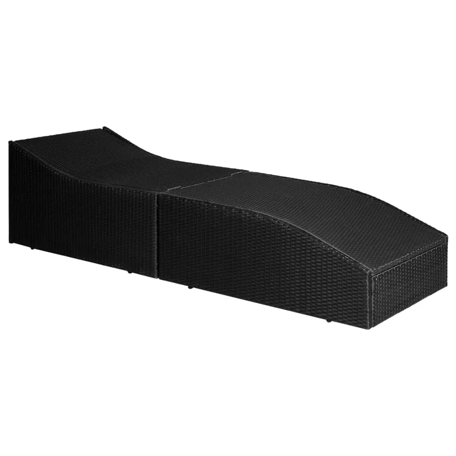 Chaise longue avec coussin Résine tressée Noir - 2
