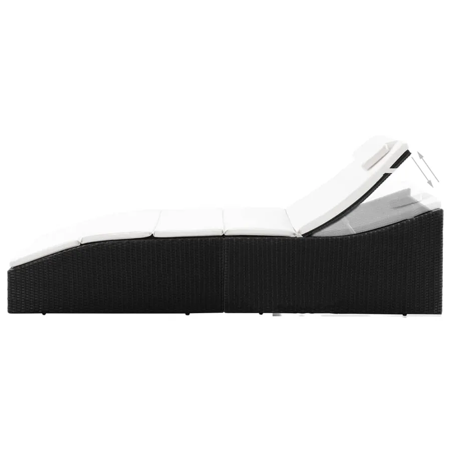Chaise longue avec coussin Résine tressée Noir - 3