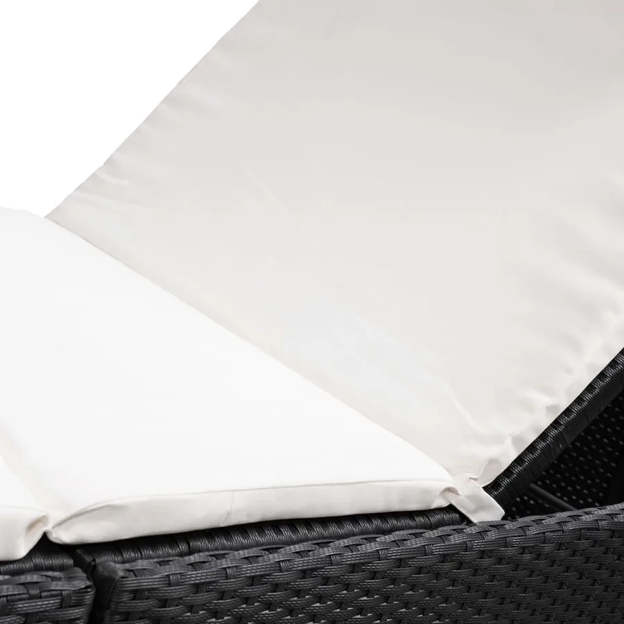 Chaise longue avec coussin Résine tressée Noir - 6