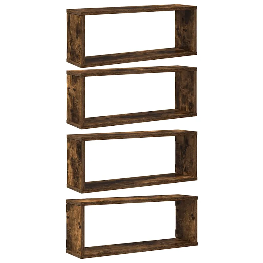 Étagères murales cube 4 pcs Chêne fumé 60x15x23 cm Bois - 2