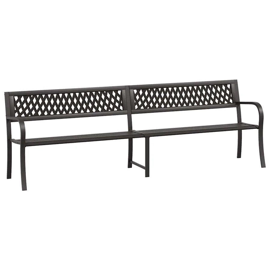 Banc double de jardin 246 cm Noir Acier - 2
