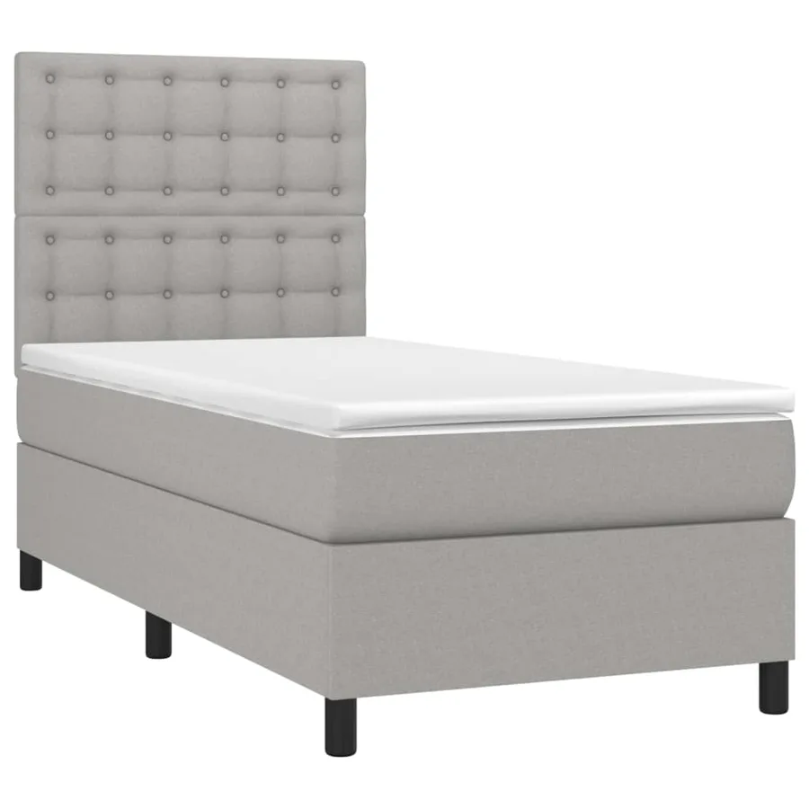 Sommier à lattes de lit avec matelas et LED Gris clair 90x200cm - 3