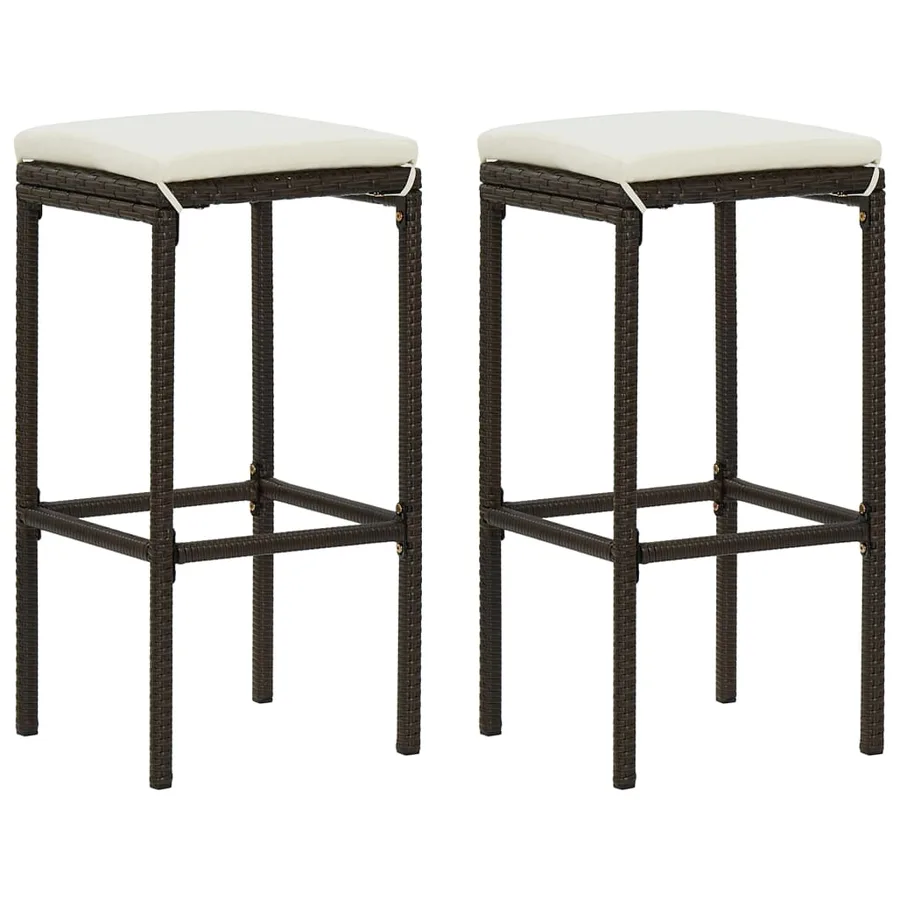 Ensemble de bar de jardin 3 pcs coussins Résine tressée Marron - 6