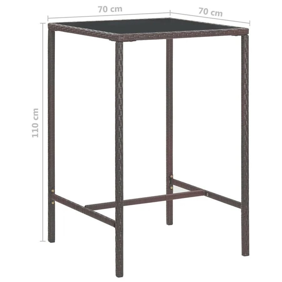 Ensemble bar de jardin 5 pcs et coussins Résine tressée Marron - 10