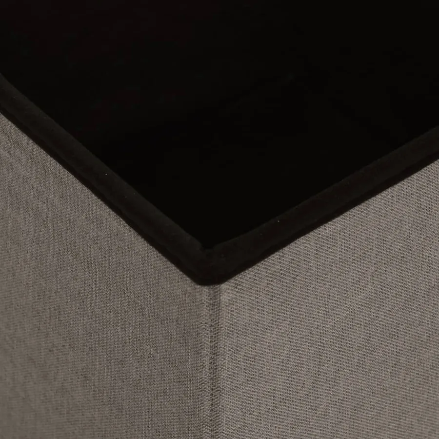 Tabourets de rangement pliables lot de 2 taupe faux lin - 7