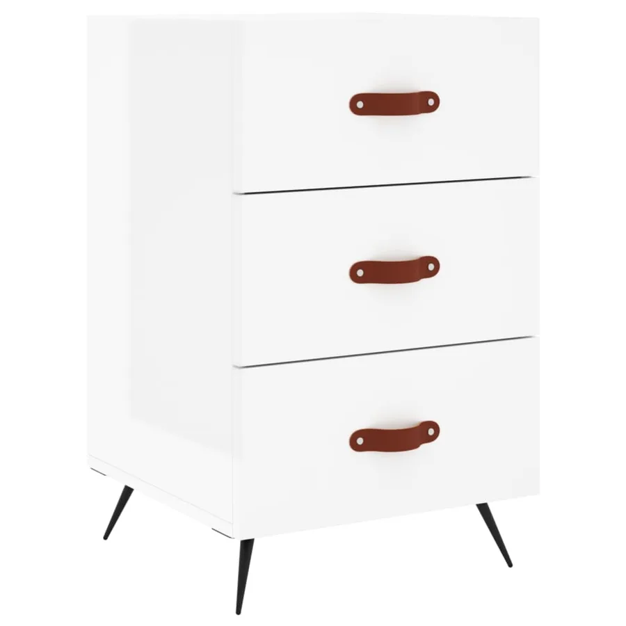 Table de chevet blanc brillant 40x40x66 cm bois d'ingénierie - 2