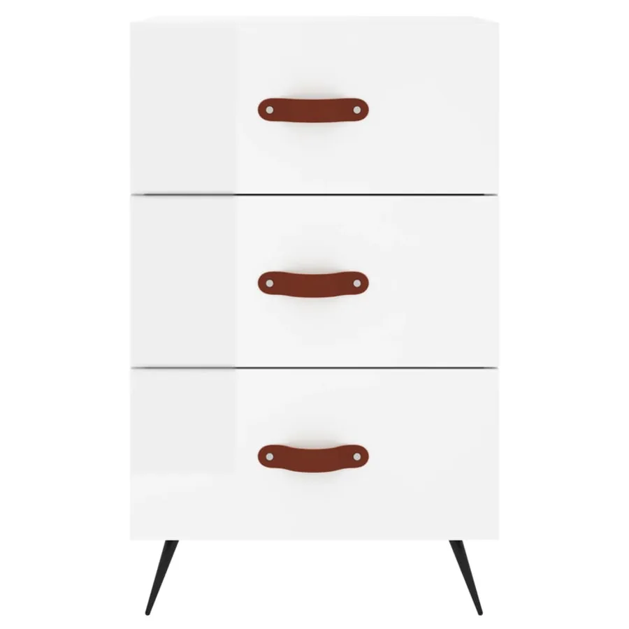 Table de chevet blanc brillant 40x40x66 cm bois d'ingénierie - 7