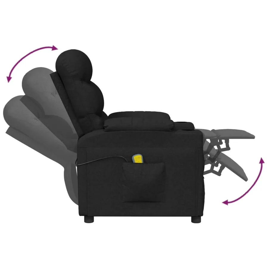 Fauteuil électrique de massage Noir Tissu - 6