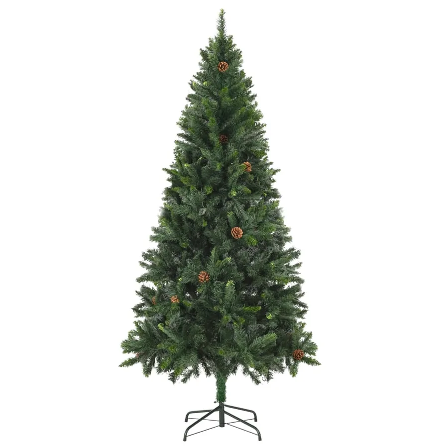 Arbre de Noël artificiel pré-éclairé pommes de pin vert 210 cm - 3