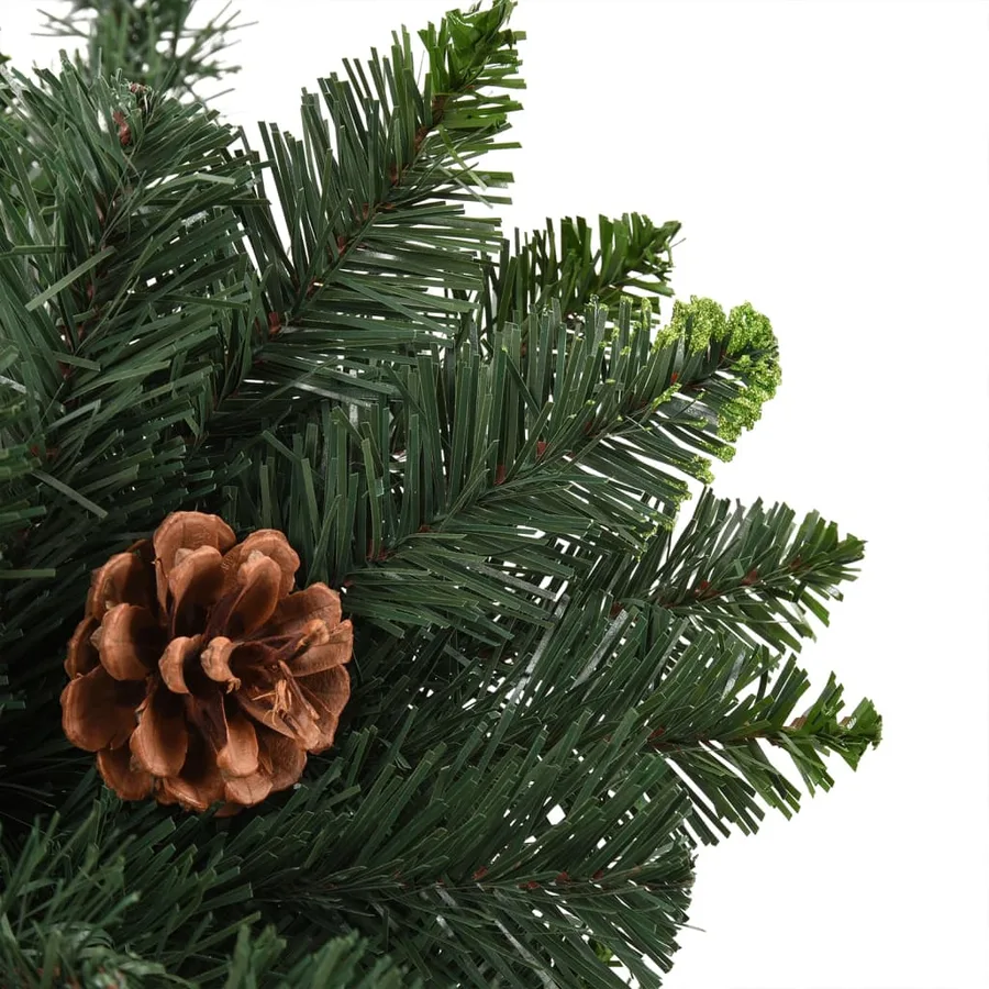Arbre de Noël artificiel pré-éclairé pommes de pin vert 210 cm - 4