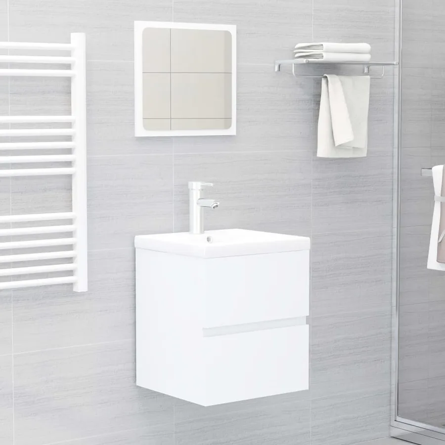 Armoire d'évier avec lavabo intégré Blanc Aggloméré - 10