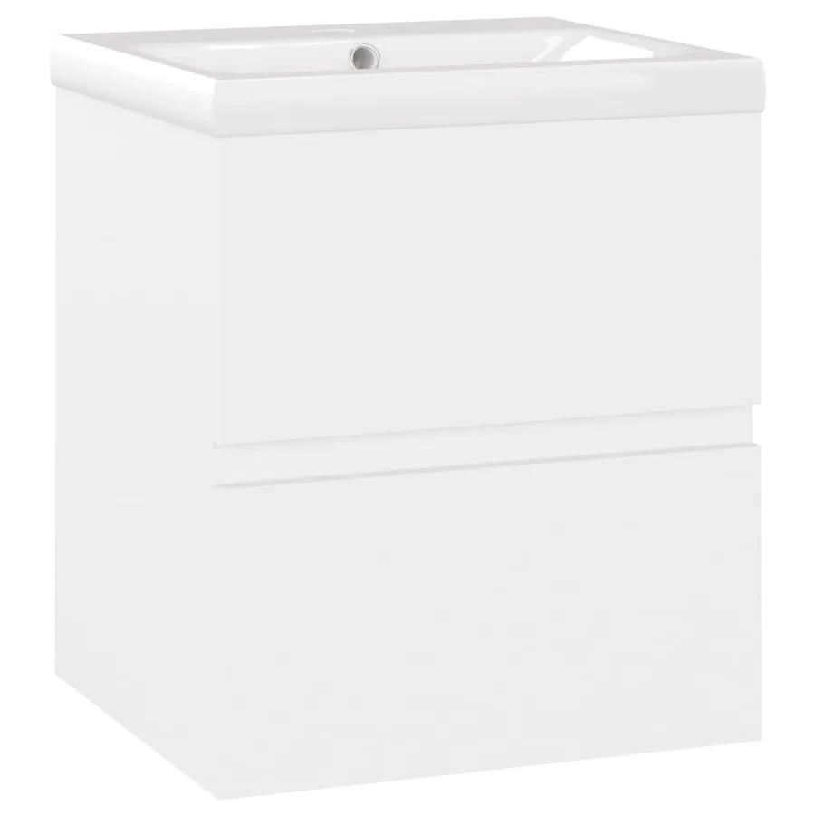 Armoire d'évier avec lavabo intégré Blanc Aggloméré - 2