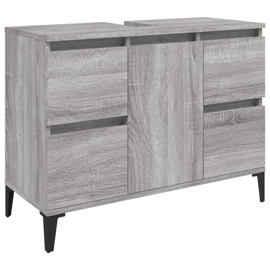 Ensemble de meubles de salle de bain 3 pcs Sonoma gris - 5