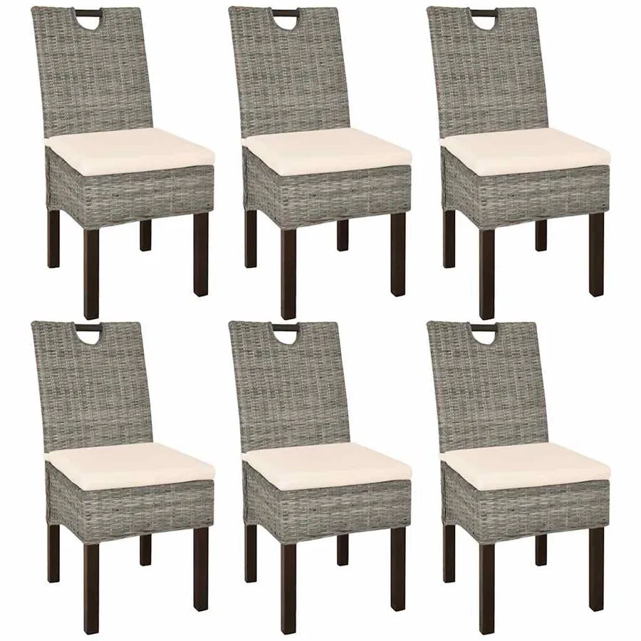 Chaises à manger lot de 6 rotin Kubu bois de manguier