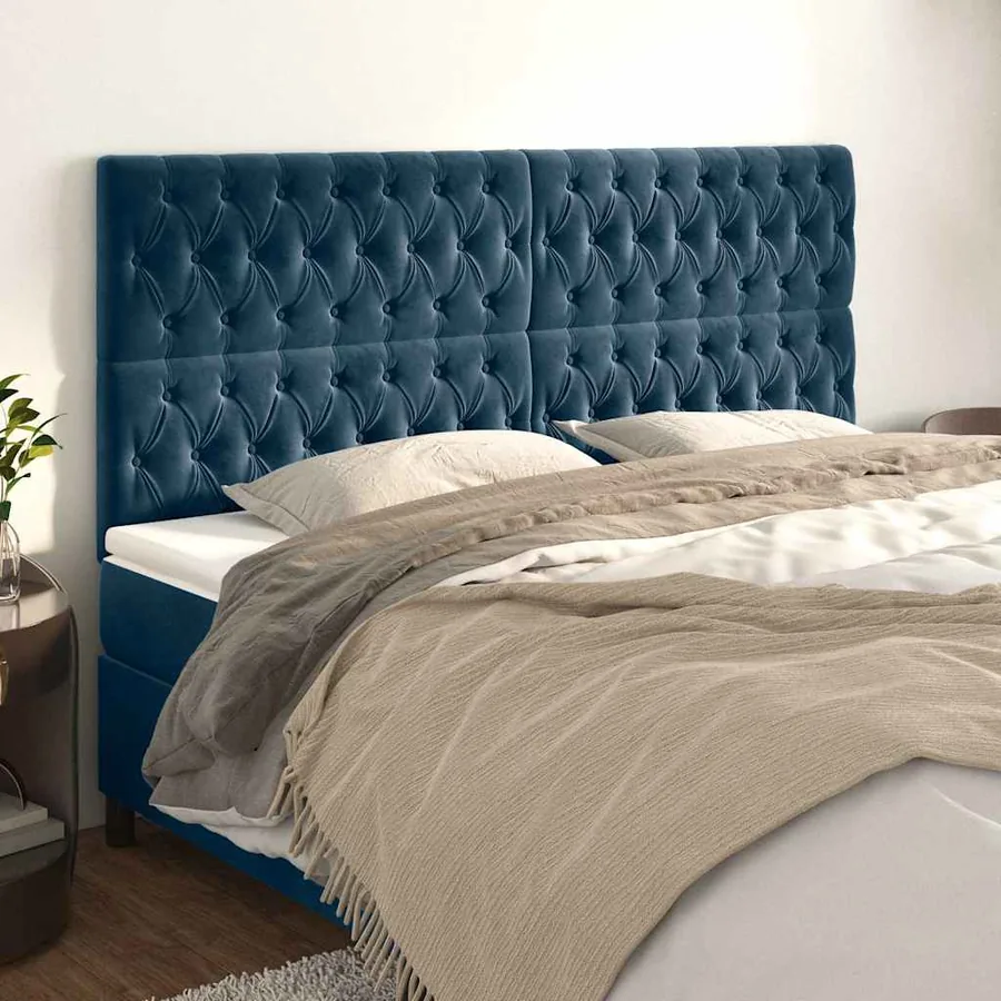 Tête de lit Bleu foncé 200 x 7 x 118/128 cm Velours