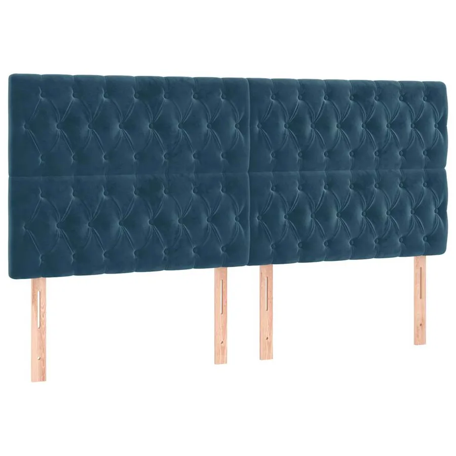 Tête de lit Bleu foncé 200 x 7 x 118/128 cm Velours - 2