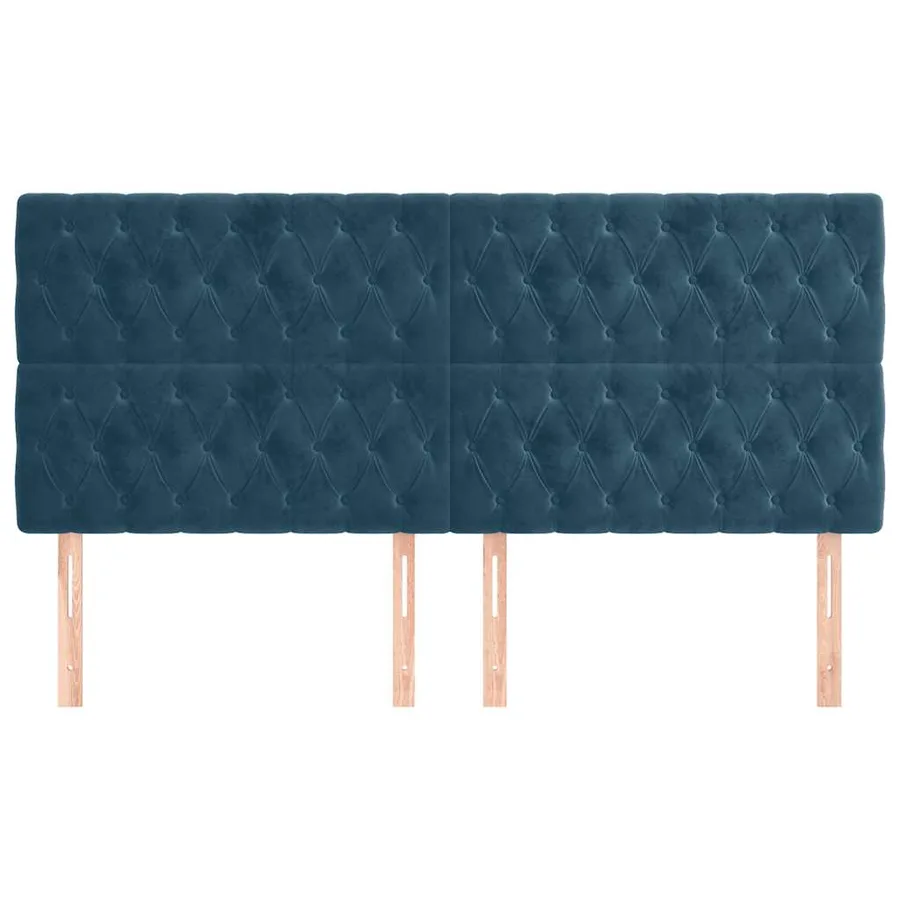 Tête de lit Bleu foncé 200 x 7 x 118/128 cm Velours - 3