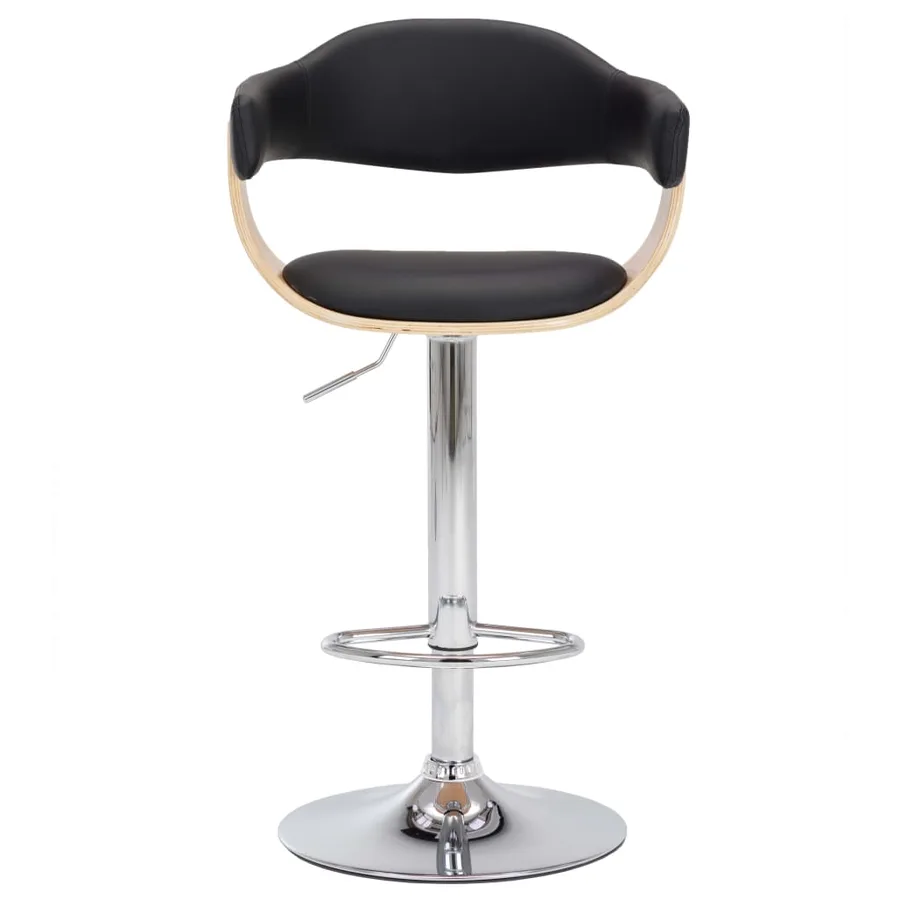 Tabourets de bar lot de 2 noir bois courbé et similicuir - 3
