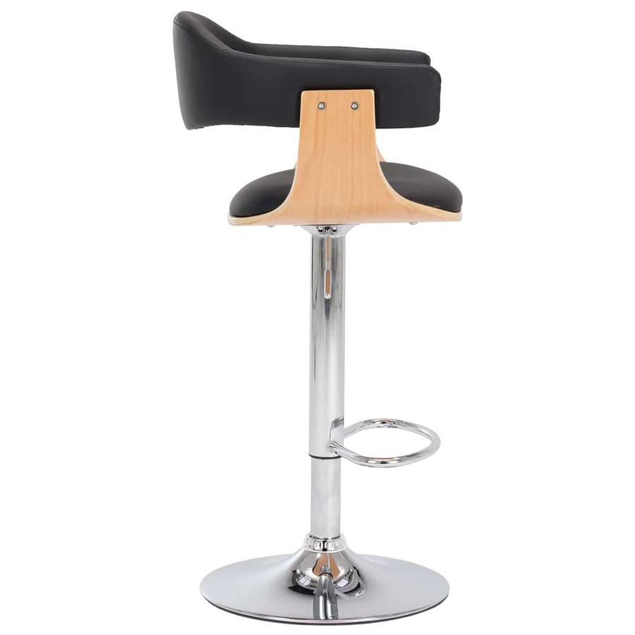 Tabourets de bar lot de 2 noir bois courbé et similicuir - 4