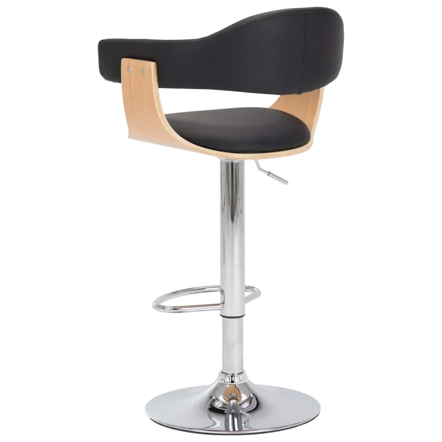Tabourets de bar lot de 2 noir bois courbé et similicuir - 5