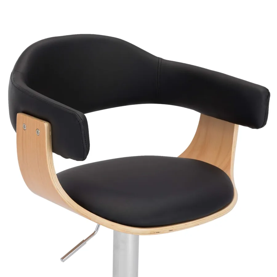 Tabourets de bar lot de 2 noir bois courbé et similicuir - 6