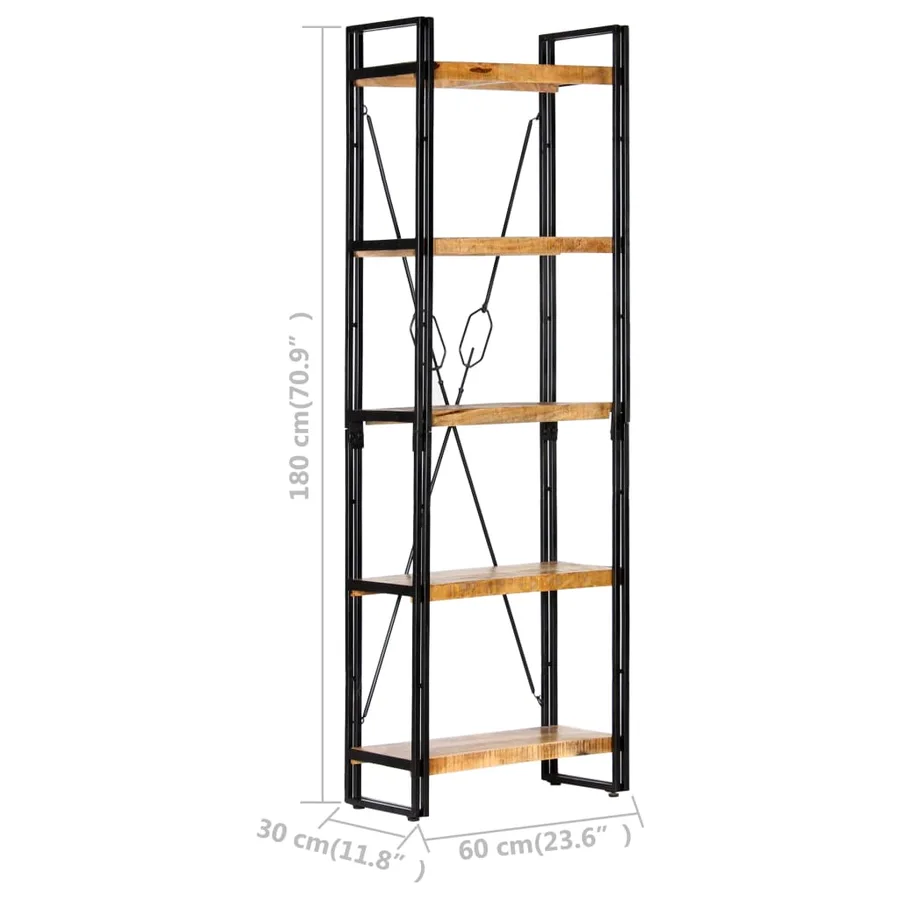 Bibliothèque à 5 niveaux 60x30x180 cm Bois de manguier solide - 6