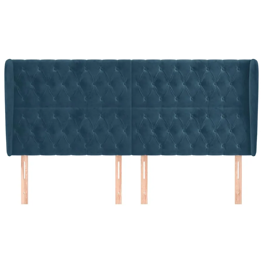 Tête de lit avec oreilles Bleu foncé 203x23x118/128 cm Velours - 3