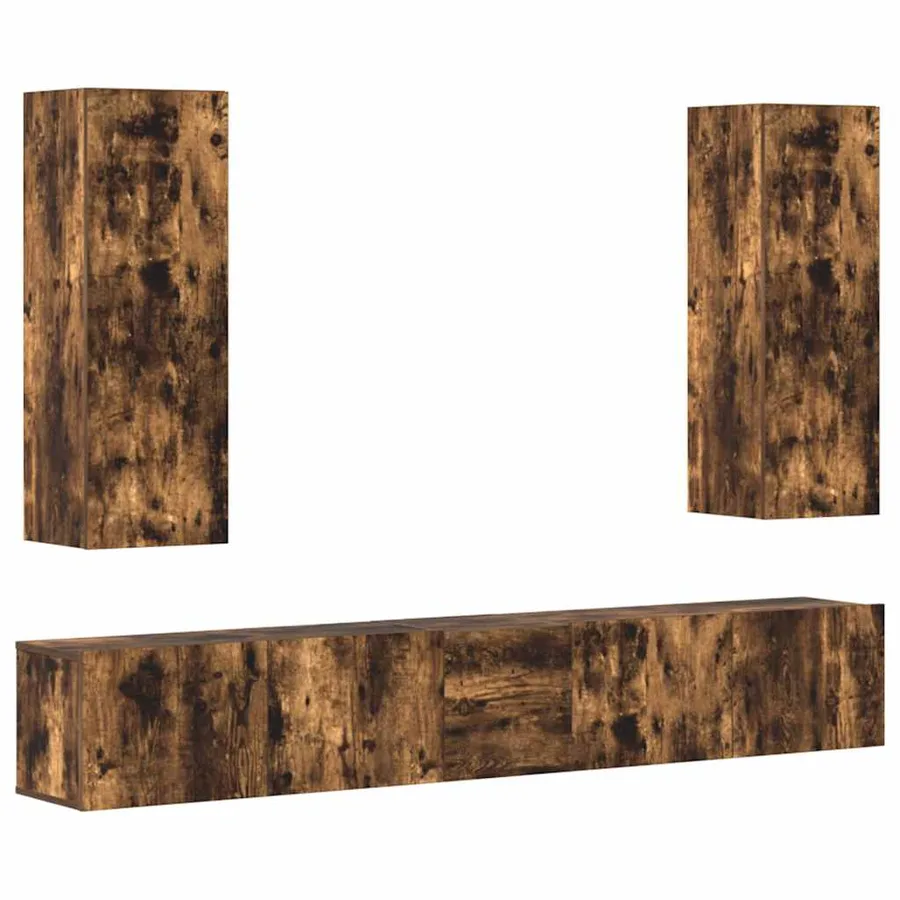 Ensemble de meubles TV 5 pcs Chêne fumé Bois d'ingénierie - 2