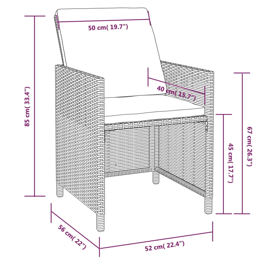 Ensemble à manger d'extérieur 5 pcs Rotin et bois d'acacia Noir - 10