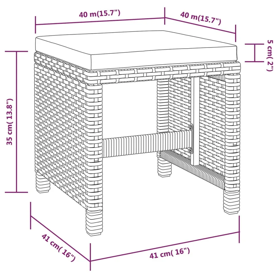 Ensemble à manger d'extérieur 5 pcs Rotin et bois d'acacia Noir - 11