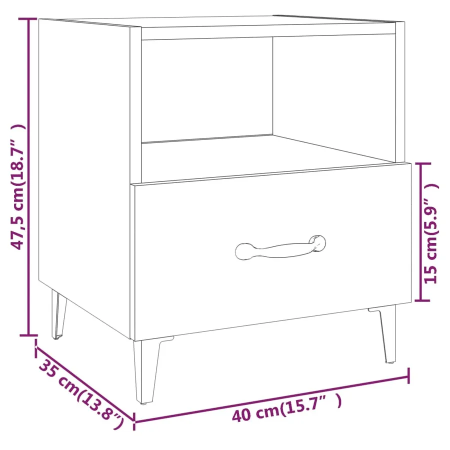 Table de chevet Blanc Bois d'ingénierie - 8